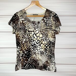 NATORI ous Silk Blend Animal Print Knit Top